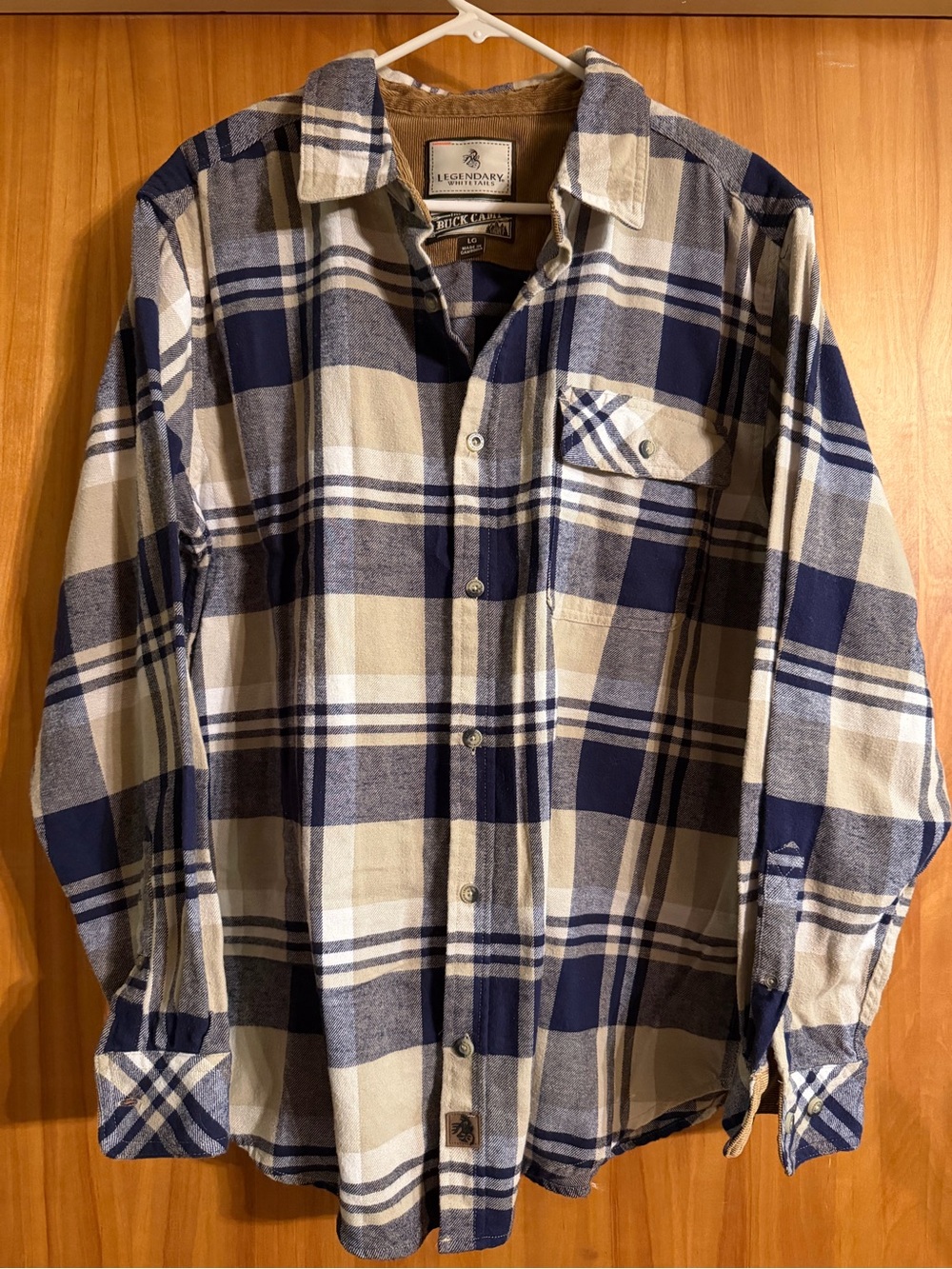 Legendary Whitetails Navy and Cream Plaid Button-Down Shirt